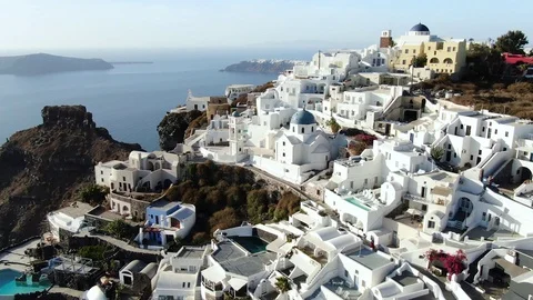 Aerial Drone View Of Santorini, Greece Stock Footage