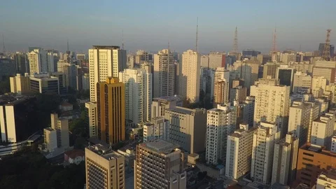 Aerial drone view - Sao Paulo city Stock Footage