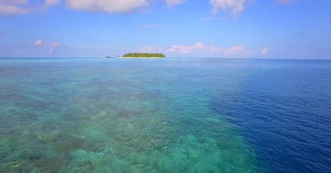 Aerial drone view of a scenic tropical island in the Maldives. Stock Footage