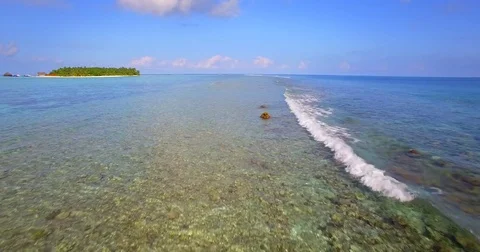 Aerial drone view of a scenic tropical island in the Maldives. Stock Footage