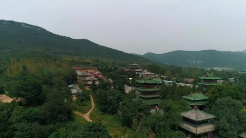 Aerial drone view of  Shaolin temple in Henan Province, China, Asia. Shaoli.. Stock Footage 309641314