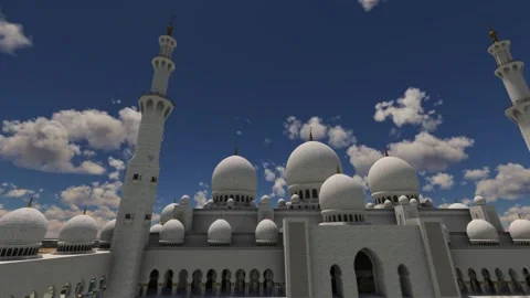 Aerial drone view of Sheikh Zayed Grand Mosque in Abu Dhabi City Stock Footage 270274764