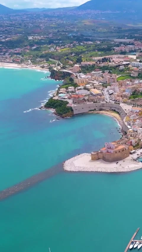 Aerial drone view of Sicily Italy historic heritage and scenic coasts. Vídeos de archivo 334751753