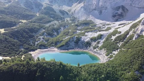 Aerial Drone View of Sinanitsa Lake in Pirin National Park, Bulgaria Stock Footage 332012371