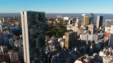 Aerial drone view of skyscrapers and buildings, Buenos Aires downtown Stock Footage 100885053