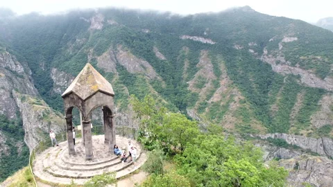 Aerial Drone view of Small chapel in the top of the mountain 스톡 동영상 134305924