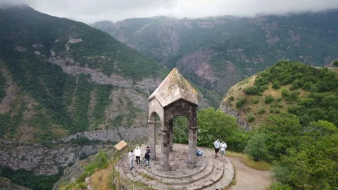Aerial Drone view of Small chapel in the top of the mountain 스톡 동영상 134306535