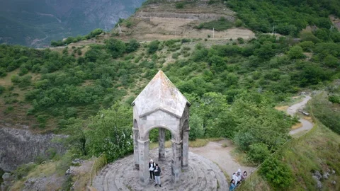 Aerial Drone view of Small chapel in the top of the mountain 스톡 동영상 134307680