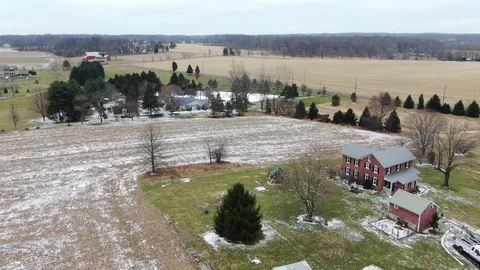 Aerial drone view of small farm in Bucks County, Pennsylvania Stock Footage 101450766