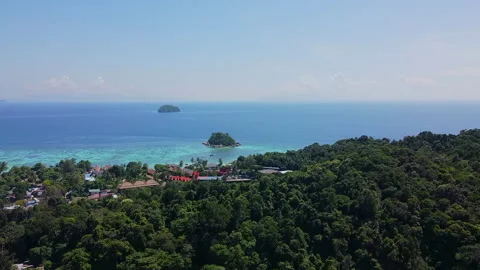 Aerial Drone View of Small Islands, Ko Lipe, Thailand. Tropical Coast Panoramic 库存影片 156340887