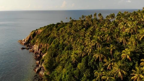 Aerial drone view small Koh Ma island, Ko Phangan Thailand. Exotic coast Stock Footage 107709880