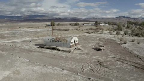 Aerial Drone View of small town Tecopa just outside of Death Valley National Video stock 121477563