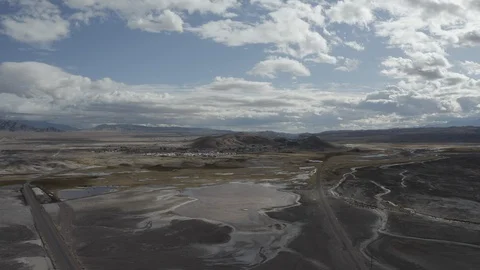 Aerial Drone View of small town Tecopa just outside of Death Valley National Video stock 121478025