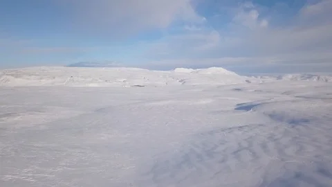 Aerial Drone View Of Snow Covered Iceland On Sunny Day 1 스톡 동영상 87247166