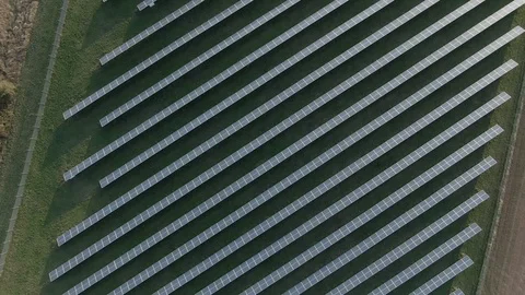 Aerial Drone View Solar Farm for Renewable Energy Clean Sustainable Electricity Stock Footage