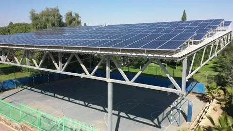 Aerial drone view of solar panel rooftops Stock Footage 297286827