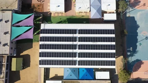 Aerial drone view of solar panel rooftops Stock Footage 297287482