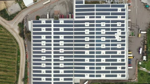 Aerial drone view of solar panel rooftops Stock Footage 297287932