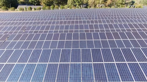 Aerial Drone View of Solar Panel Array in Rural Field Stock Footage 331216943