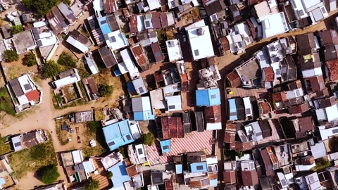 Aerial Drone View of Solar-Powered Residential Village in Gujarat, India 05 Stock Footage 340148594