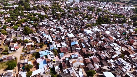 Aerial Drone View of Solar-Powered Residential Village in Gujarat, India 04 Stock Footage 340148601