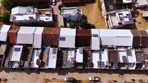 Aerial Drone View of Solar-Powered Residential Village in Gujarat, India 09 Stock Footage 340148714