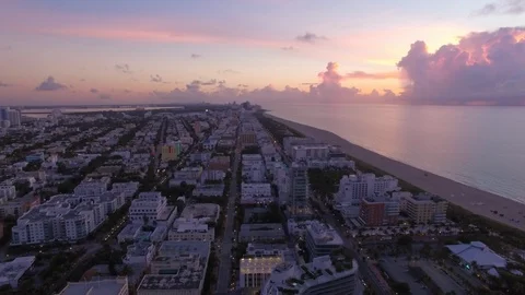 Aerial drone view of south pointe buildings and coastline in Miami Beach Stock-Footage 100856212