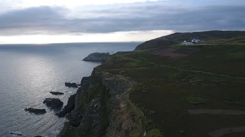 Aerial drone view southstack lighthouse 06072017 Stock Footage 86250572