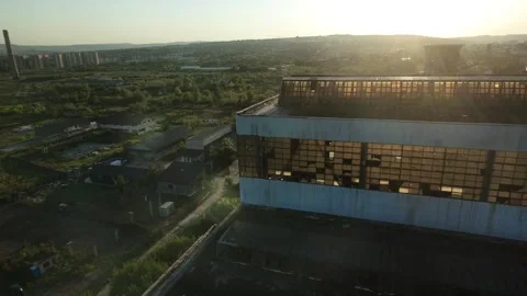 Aerial Drone View of Soviet-Era Abandoned Factory – Industrial Decay Stockbeeldmateriaal 316408060