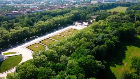 Aerial drone view of Soviet Memorial in Treptower Park Berlin in summer Video stock 243814784