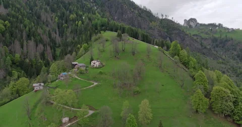 Aerial Drone View of the Spring Dolomite Alps in Italy Stock Footage 281924760