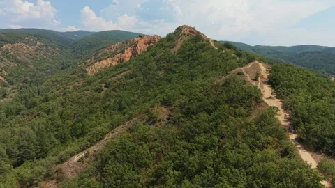 Aerial Drone View of Stob Pyramids Sand Rock Formations, Bulgaria Vídeo Stock 343364906