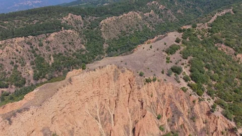 Aerial Drone View of Stob Pyramids Erosion Rock Formations, Bulgaria Stock Footage 343365434