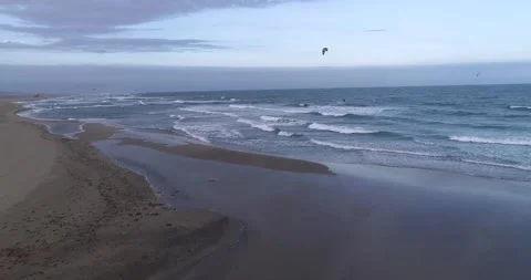 Aerial Drone view of stormy waves forming in the sea due to the wind. Stock Footage 196818786