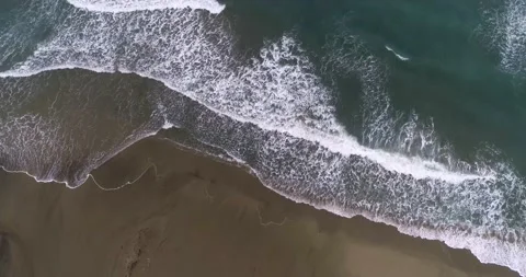 Aerial Drone view of stormy waves forming in the sea due to the wind. Stock Footage 196818943