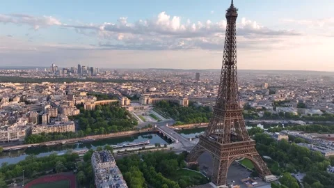 Aerial drone view of the streets of Paris, France Stock Footage 319823090