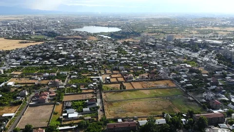 Aerial drone view on Suburbs and Lake Stock Footage 112366142