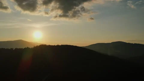 Aerial drone view of summer or autumn wild forest during sunset Stock Footage 160145147