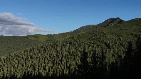 Aerial drone view of summer or autumn majestic mountains landscape at sunny day Stock Footage 160464863