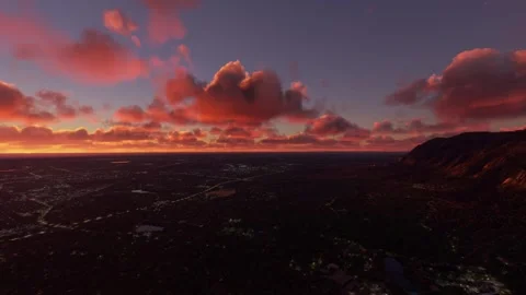 Aerial drone view at sunset of Cheyenne Mountain in Colorado Springs Stock Footage 249453548