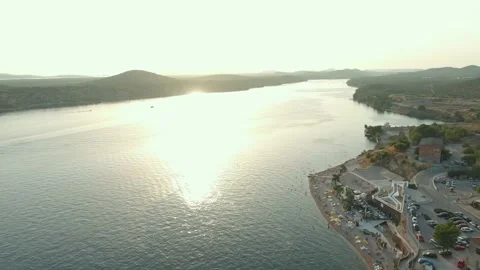 Aerial drone view of sunset over Kornati islands near the Sibenik city, Croatia. Stock Footage 170662404
