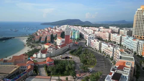 Aerial drone view of Sunset Town on Phu Quoc Island, Vietnam Vídeos de archivo 325569374
