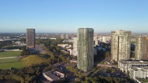 Aerial drone view of Sydney Olympic Park in Sydney NSW Australia Stock Footage 296032059
