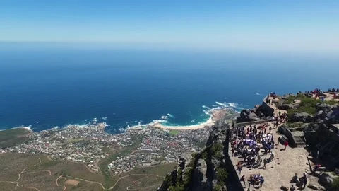 Aerial drone view from the Table Mountain in South-Africa Stock Footage 301797258