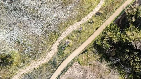 Aerial drone view of Taillees beach, near Bretignolles sur mer, Vendee, Franc Stock Photos