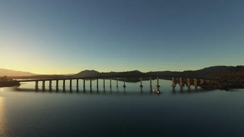 Aerial drone view Tasman Bridge in Montagu Bay - Tasmania island. Australia Stock-Footage 277534603