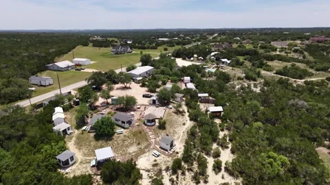 Aerial Drone View of Texas Hill Country Rural Landscape in Dripping Springs Видео 338360392