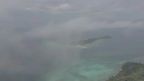 Aerial Drone View Through Clouds Over Koh Lipe Island, Andaman Sea, Thailand Stock Footage 337520601