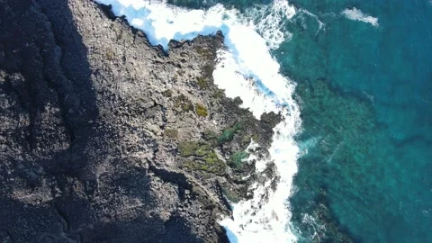 Aerial Drone view of Tidepools in Honolulu, Hawaii Stock Footage