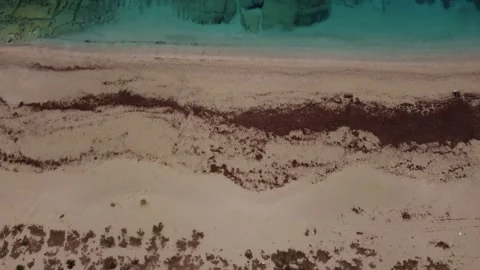 Aerial drone view with tilt motion of Agios Ioannins beach in Lefkada Greece. Stock Footage 245544543